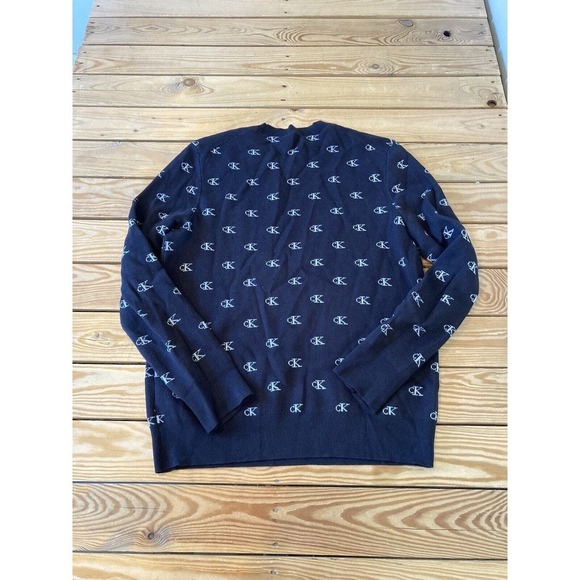 Calvin Klein Logo Sweater Size Medium Men’s Navy Pullover - Picture 2 of 9